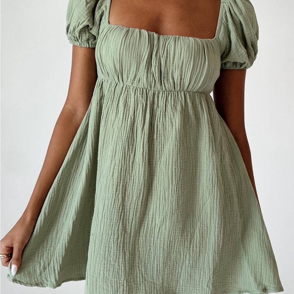 Princess Polly Elegant Green Puff Sleeve Dress